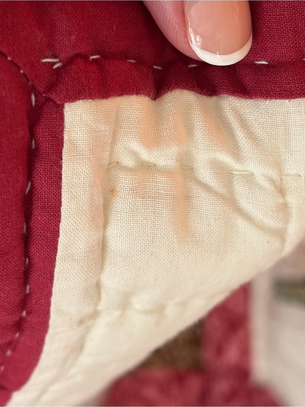 Festive Red Patchwork Holiday Throw Blanket with Appliqué.  Entirely hand sewn.